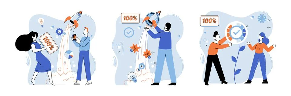 Project launch. A development project idea, seed from which innovative solutions Stock Illustration
