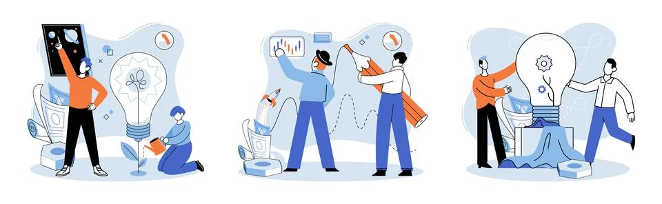 Project launch. A development project idea, seed of innovation ready to bloom Stockillustratie