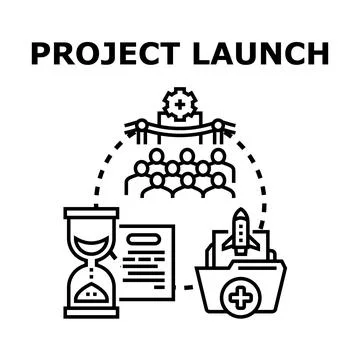 Project launch event planning and new business startup Stock Illustration