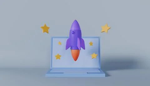 Project Launch icon, 3d illustration from web development collection Stock Photos
