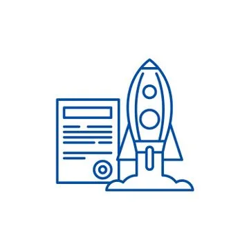 Project launch line icon concept. Project launch flat vector symbol, sign Stock Illustration