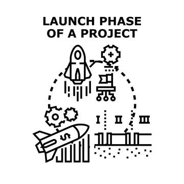 Project launch phase vector illustration starting business development Stock Illustration
