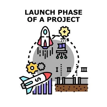 Project launch phase vector illustration starting business development Stock Illustration