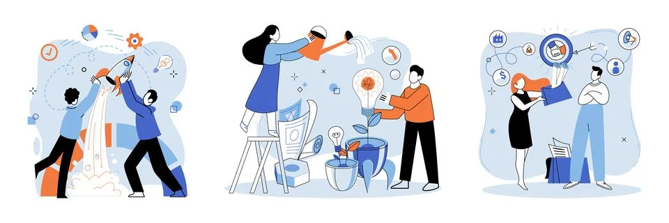 Project launch. A project launch, adventurous plunge into seof opportunity A Stock Illustration