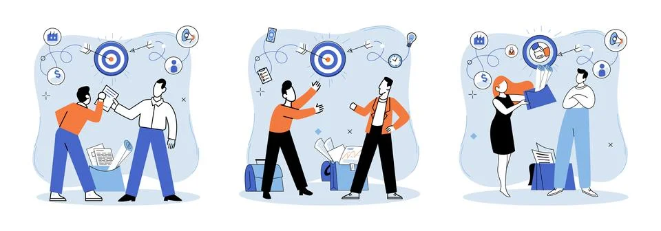 Project launch. Project launch management, glue holding all elements of project Stock Illustration