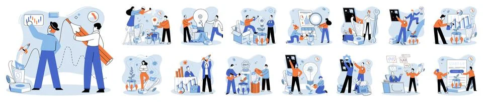 Project launch. Project launch management, captain steering ship towards Stock Illustration