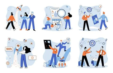 Project launch. Project launch startup, thrilling start of journey filled with Stock-Illustration
