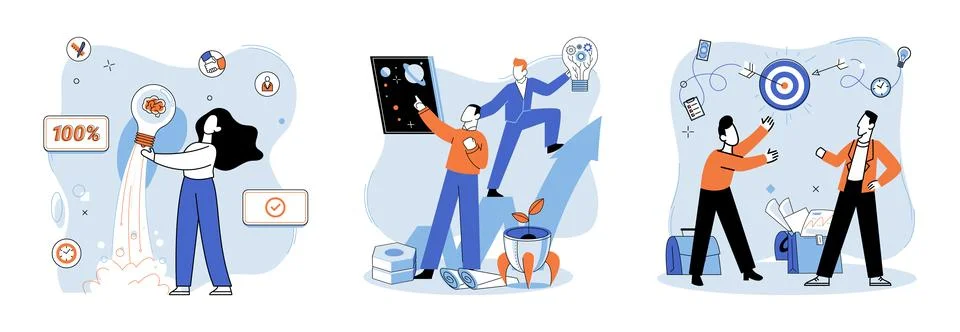 Project launch. Project launch startup, exciting embarkation into world of Stock Illustration
