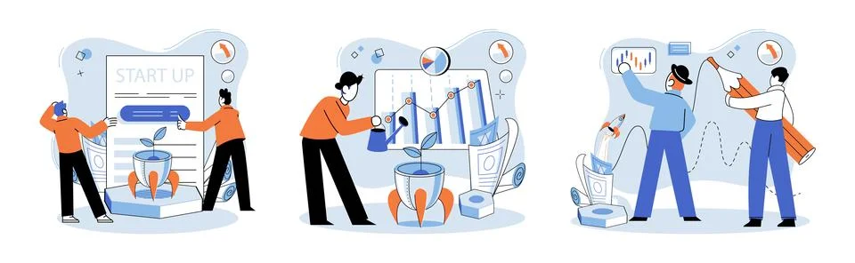Project launch. Project launch startup, exciting embarkation into world of Stock Illustration