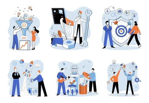 Project launch. Project launch startup, birth of promising new venture A Ilustración de archivo