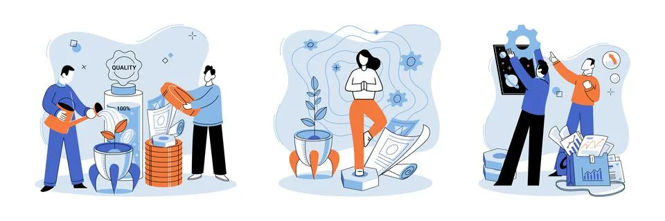 Project launch. Project launch startup, birth of promising new venture A Ilustração Stock