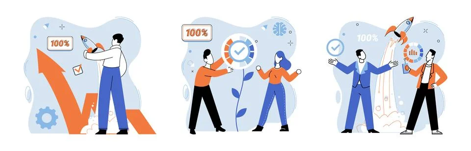 Project launch. Project launch startup, thrilling start of journey filled with Stock Illustration