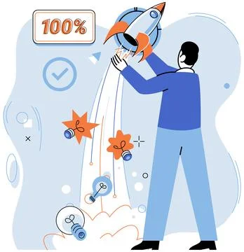 Project launch. Project launch startup, exciting embarkation into world of Illustrazione stock
