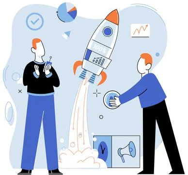 Project launch. Project launch startup, dawn of new venture in entrepreneurial 스톡 일러스트