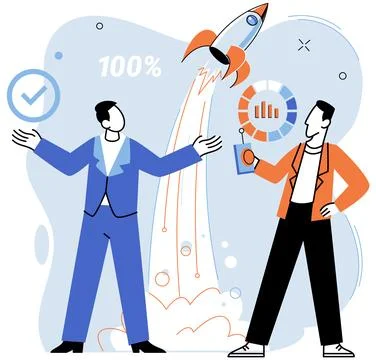 Project launch. Project launch startup, genesis of promising venture A Stock Illustration