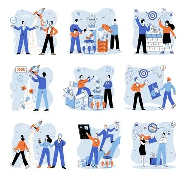 Project launch. A successful business, testament to strategic planning and Ilustração Stock