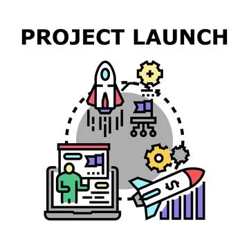 Project launching process developing startup business strategy Illustrazione stock