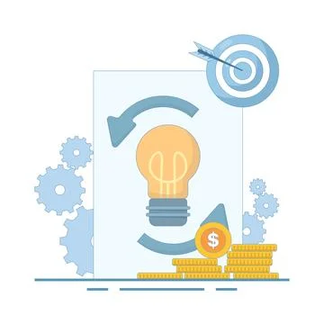 Project Life Cycle Concept. Workflow optimization. Illustrazione stock