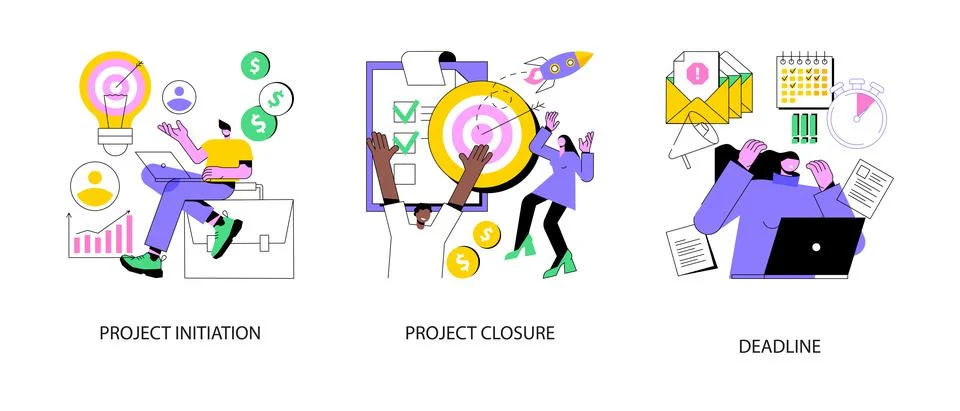 Project lifecycle abstract concept vector illustrations. Stock Illustration