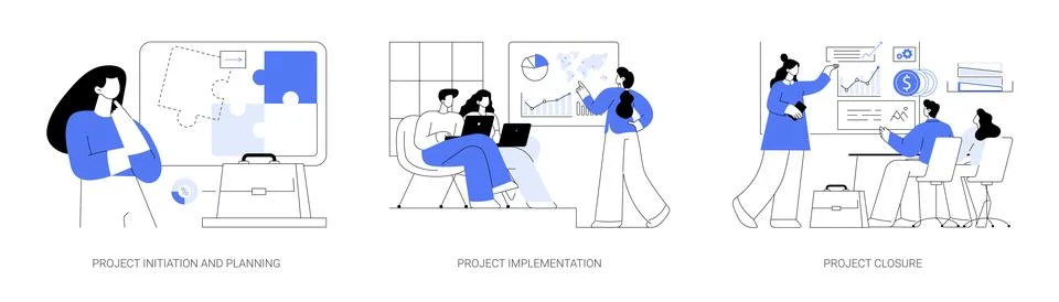 Project lifecycle abstract concept vector illustrations. Stock Illustration