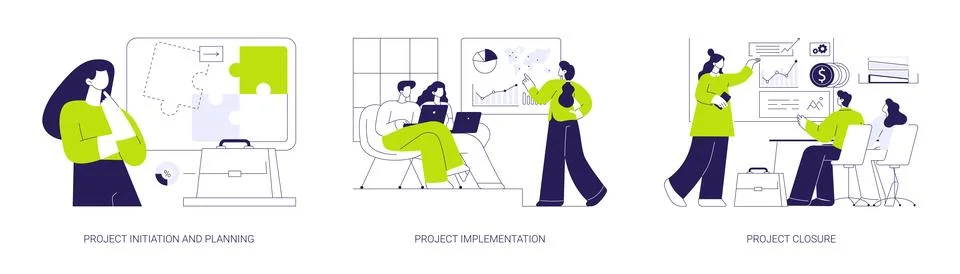 Project lifecycle abstract concept vector illustrations. Stock Illustration