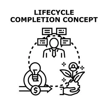 Project lifecycle completion concept with business development Stock Illustration