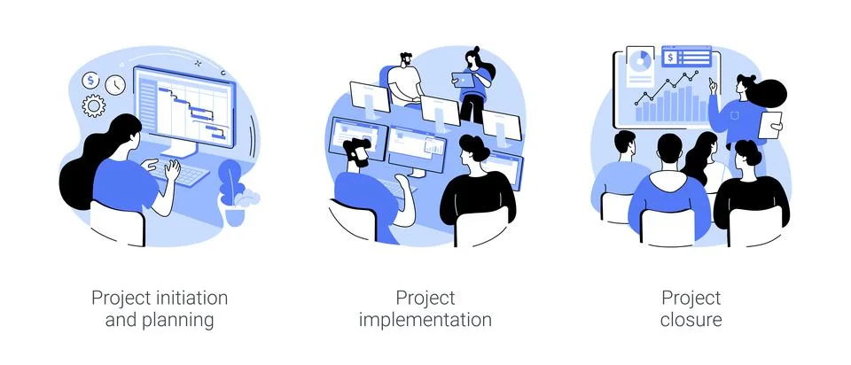 Project lifecycle isolated cartoon vector illustrations se Stock Illustration