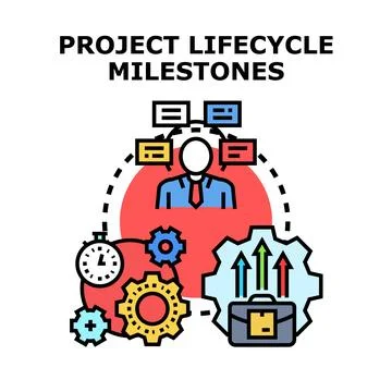 Project lifecycle milestones and development process Stock Illustration