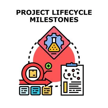 Project lifecycle milestones for business development process Stock Illustration