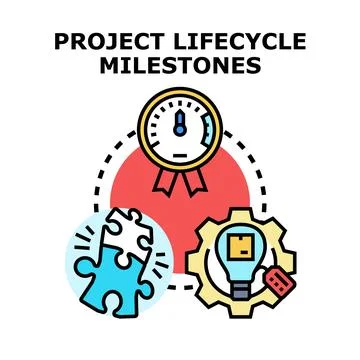 Project lifecycle milestones representing development process 스톡 일러스트