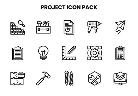 Project Line Bundle Icons Pack Stock Illustration