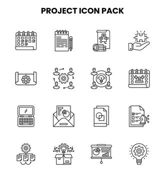 Project Line Bundle Icons Pack Stock Illustration