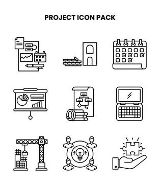 Project Line Collection Icons Pack Stock Illustration
