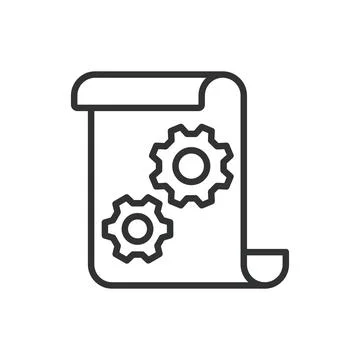 Project, in line design. Project, planning, management, teamwork, timeline Stock Illustration