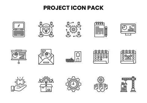 Project Line Graphics Icons Pack Stock Illustration