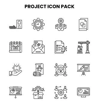 Project Line Icons Pack Stock Illustration