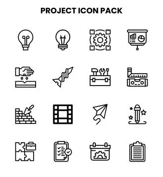 Project Line Scalable Icons Pack Stock Illustration