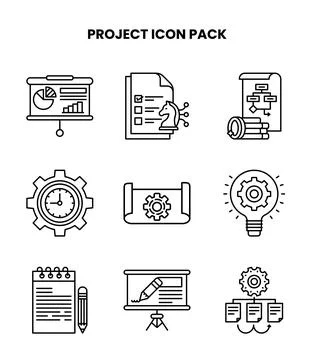 Project Line Scalable Icons Pack Stock Illustration