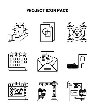 Project Line Set Icons Pack Stock Illustration