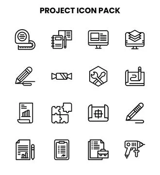 Project Line Set Icons Pack Stock Illustration