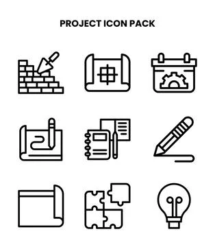 Project Line Vector Icons Pack Stock Illustration