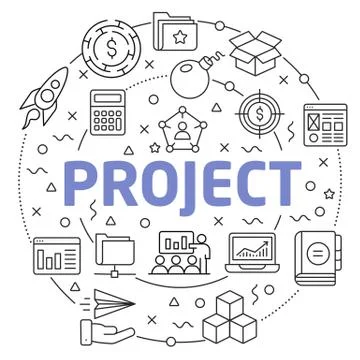 Project Linear illustration slide for the presentation Illustrazione stock