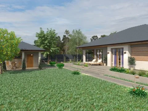 Project of a luxury villa under construction Stock Illustration