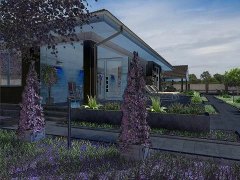 Project of a luxury villa under construction Stock Illustration