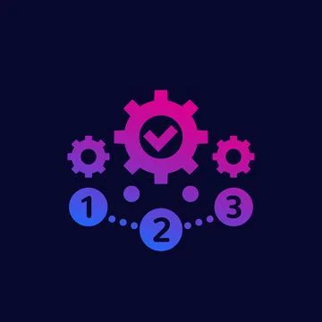 Project management, 1, 2, 3 steps icon, vector Stock Illustration
