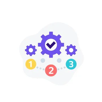 Project management, 1, 2, 3 steps vector icon Stock Illustration