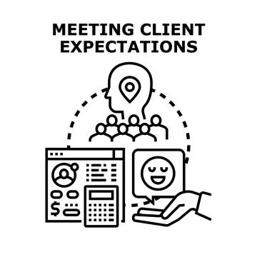 Project management and client expectation satisfaction concept Stock Illustration
