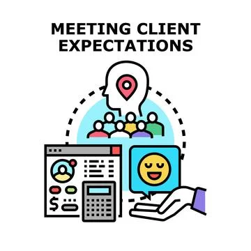 Project management and client expectation satisfaction concept Stock Illustration