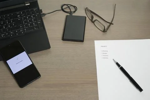 Project Management and Digital Storage Workflow Stock Photos