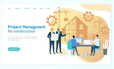 Project Management and House Construction Web Stock Illustration